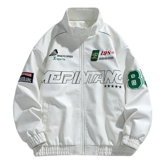 White LAP 85 Leather Racing Jacket