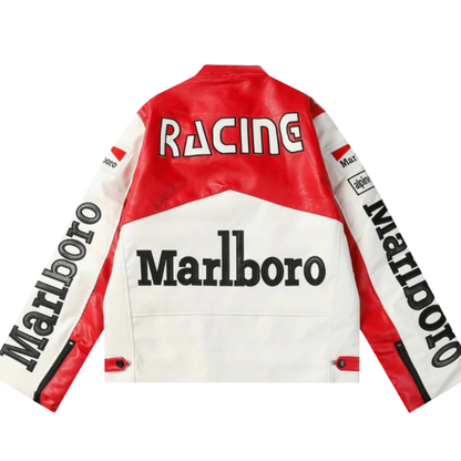 White MB Leather Racing Jacket